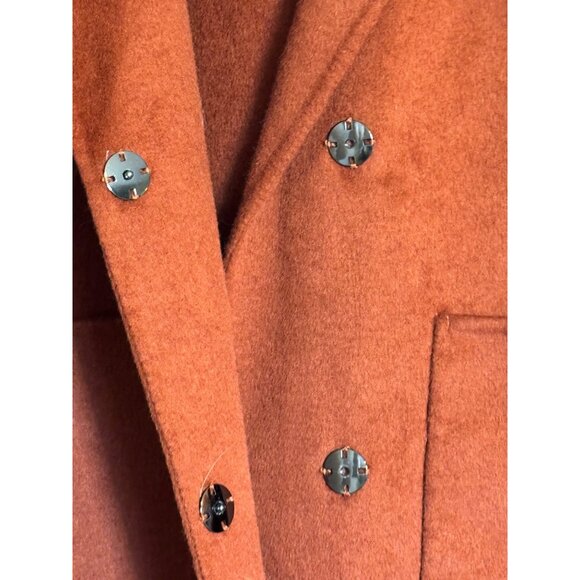 Belle & Bloom Walk This Way Rust Hoodie 3/4 Coat Size Medium Brushed Wool Blend - Picture 8 of 15